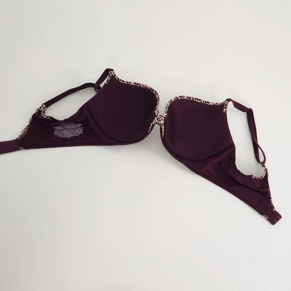 Victoria's Secret Padded underwire Push-Up Bra 34C Burgundy‎ satin